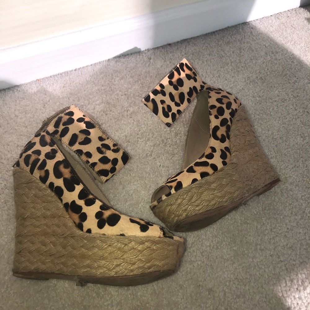 Steve Madden leopard wedge sandal espadrilles